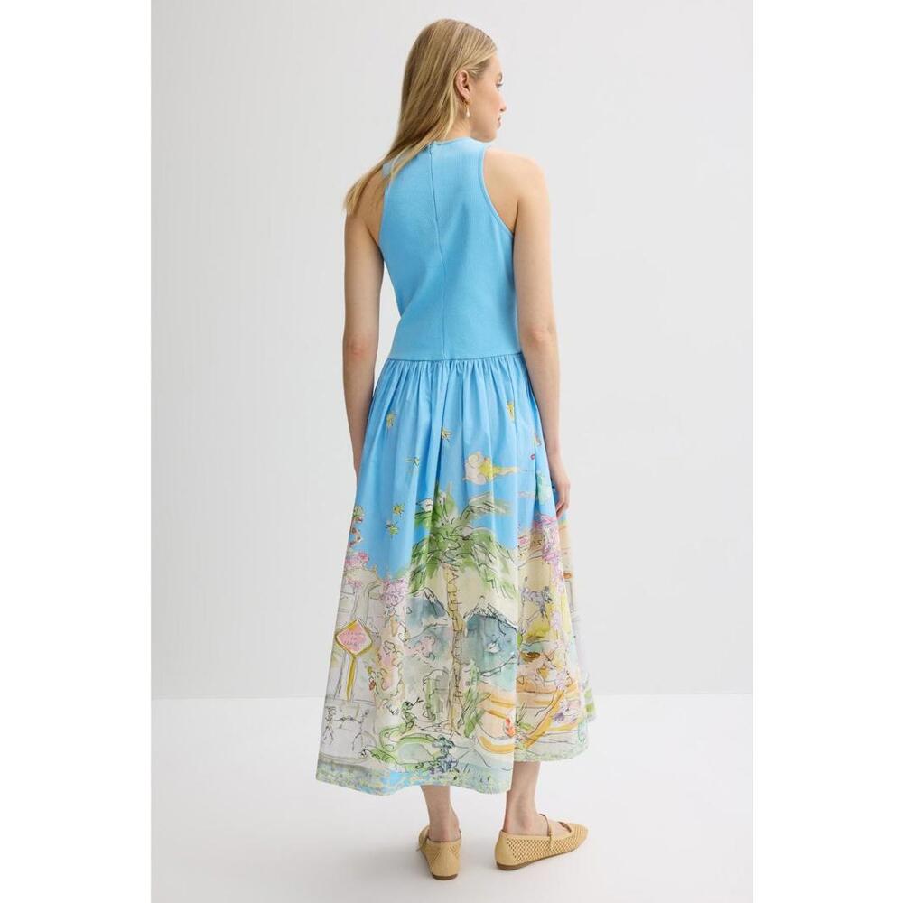 ALÈMAIS Blue Anouk Tank Midi Dress Size 4 with Discoloration - Picture 2 of 7